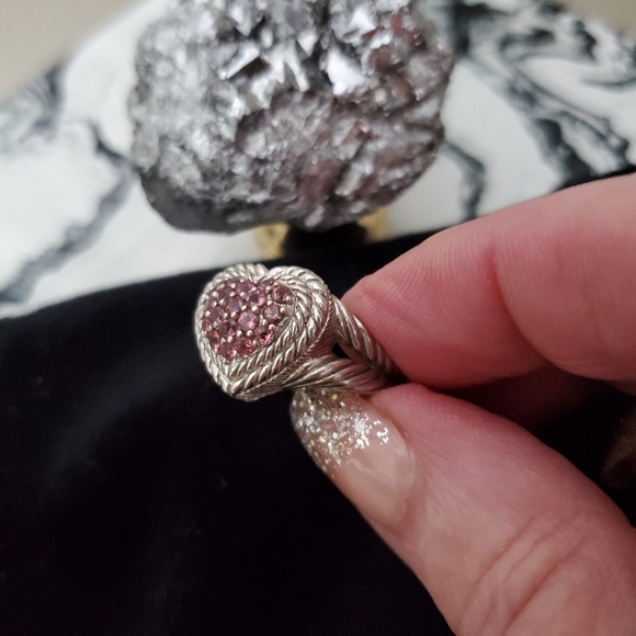 Judith Ripka 925 Sterling Silver Heart RING Rope Inspired 7.5 Gorgeous - Picture 5 of 5